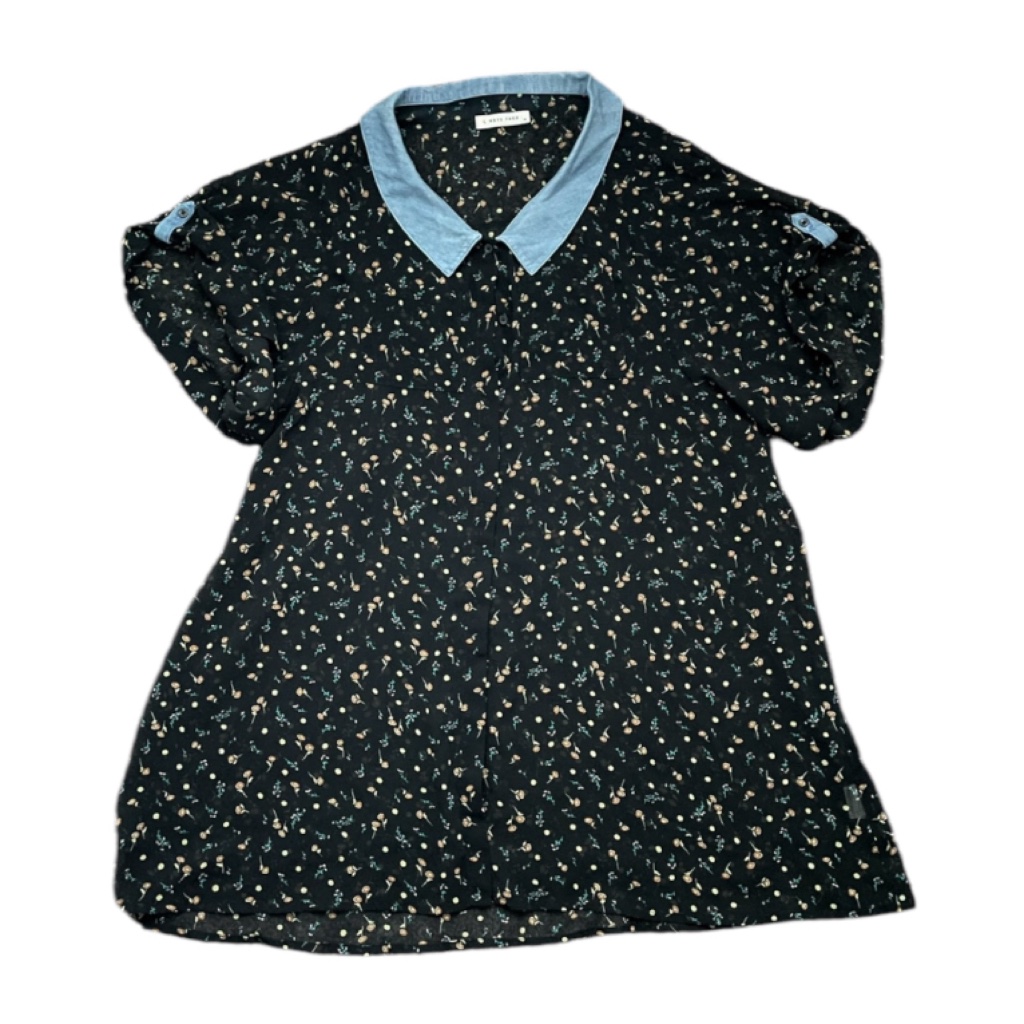 Lowry&acirc;s Farm Japanese Brand Black Floral Top Size Medium